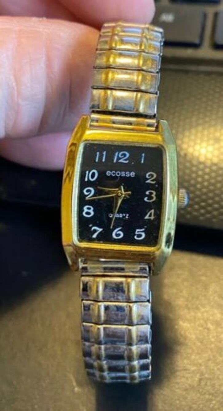 Women's Two Tone Ecosse Watch, Flex Band, Black Face